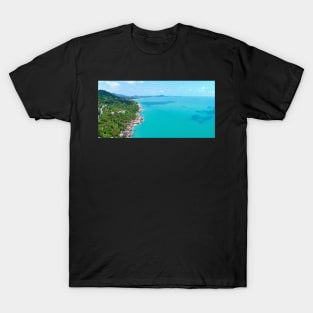 Aerial view of Ko Samui shore and Gulf of Thailand T-Shirt